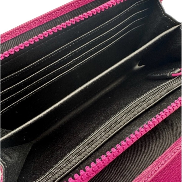 NWT KARL LAGERFELD Paris Lourdes leather chain crossbody bag wallet CACTUS PINK - Picture 10 of 13